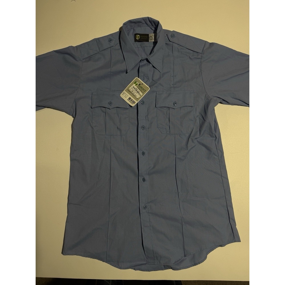 Horace Small Men's Blue Button Up Style HS1210 Size SS 16 Cut K585